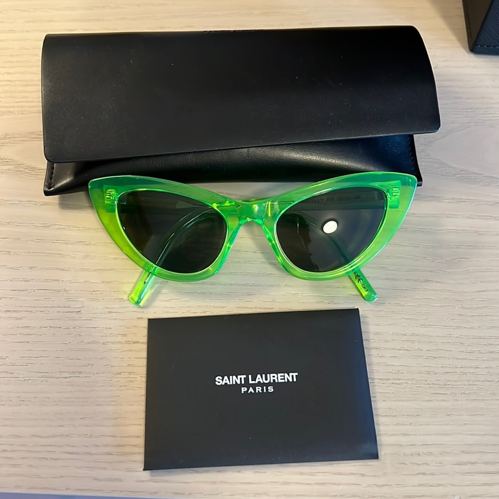 Saint Laurent Lime Green Cat Eye Sunglasses never worn